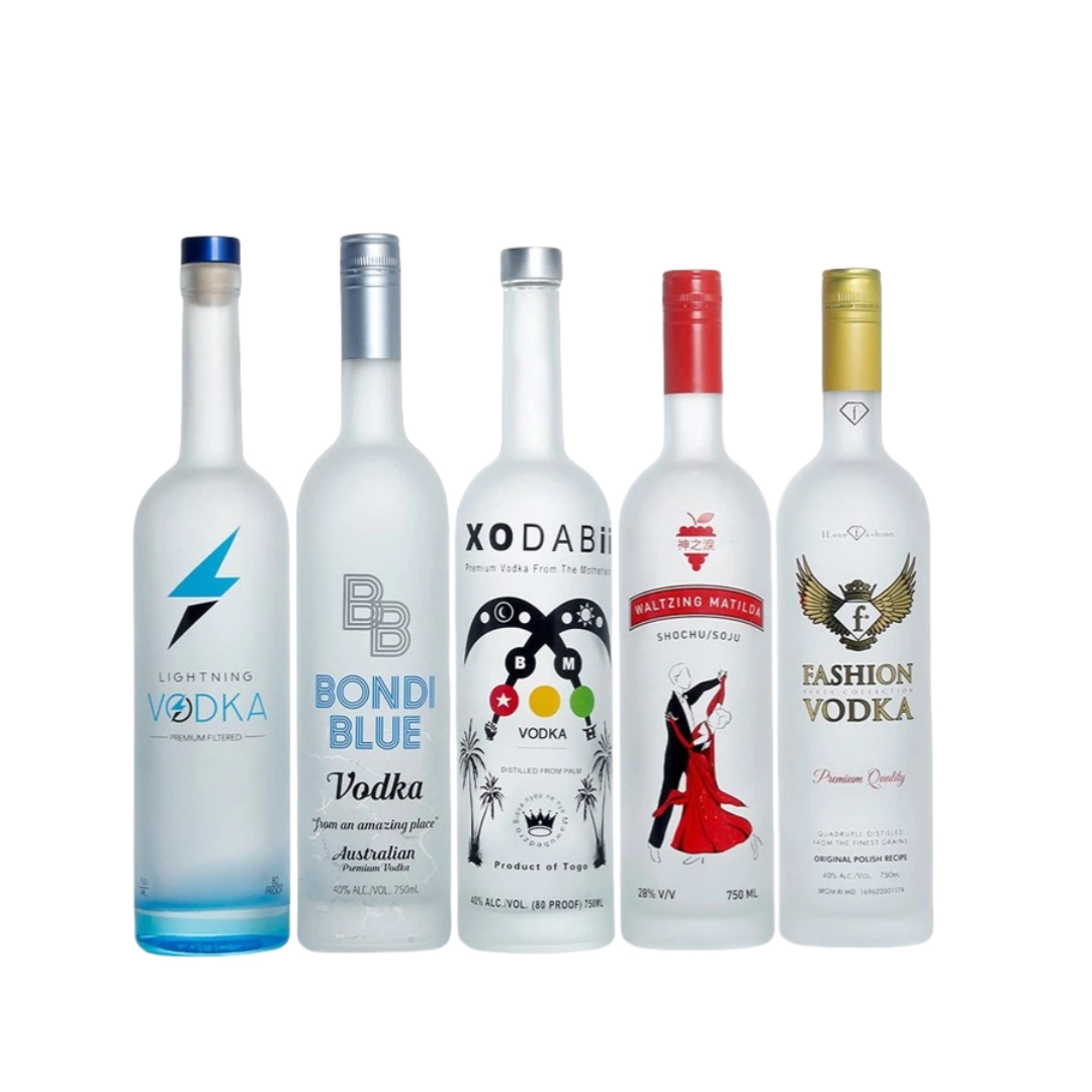 750ml Vodka Cam Şişe - Logo İmzalı Bulanıklaştırılmış Cam Şişe